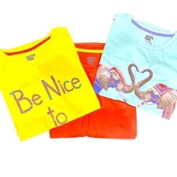 NWOT Spotted Zebra Girls Set of 3 Graphic Short Sleeve Tees - Elephants - Size L - Picture 1 of 5
